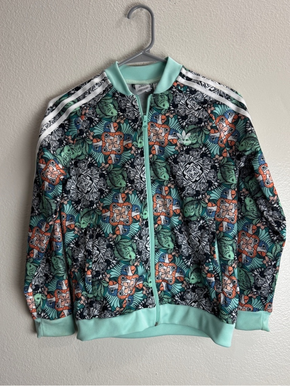 Adidas Jungle Zebra Parrot Track Jacket Size Medium Kids